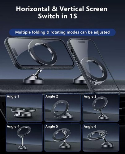 Magnetic Phone Holder, MagSafe Car Mount Folding & 360° Rotation, Mount Strong - Picture 8 of 12