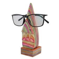 Handmade Eyeglass Sunglass Holder Wooden Display Abstract Nose Stand - 6.75 In