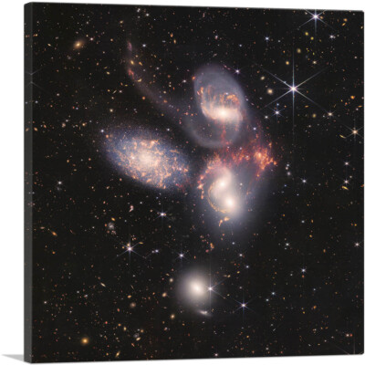 James Webb Telescope JWST Stephan's Quintet Galaxy Photograph Canvas Art Print