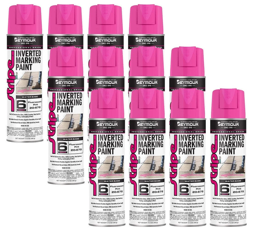 SEYMOUR OF SYCAMORE 12PK Seymour 20-679 Inverted Pink Landscaping Construction Marking Paint 17 oz