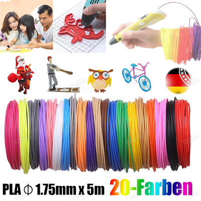 20 Farben 100M 1,75mm PLA Filament Kabel Für 3D Drucker Stift 3D Pen Starterset