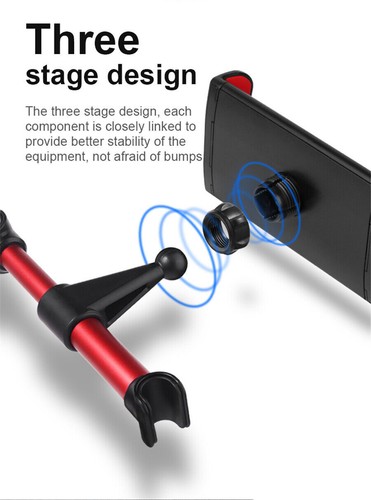 4"-11" Universal Car Back Seat Headrest Phone Tablet Mounting Holder Red & Black - Picture 3 of 12