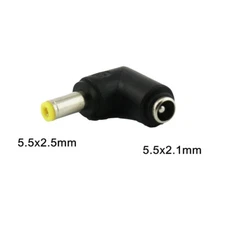 DC Power 5.5x 2.5mm Male Plug Right Angle To 5.5x 2.1mm Female Adapter Connector
