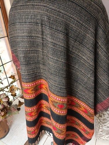 gift WARM yak wool shawl handmade Reversible design DOUBLE sided stole unisex - Picture 3 of 5
