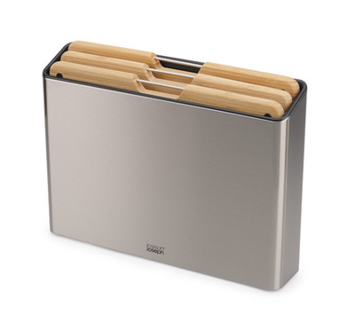 Folio Steel 3-piece Bamboo Cutting Board Set with Steel Case (Silver)
