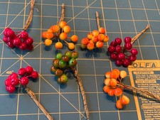 NOS Vintage Millinery Fruit Picks Beautiful Lacquered - 84 pcs orange green red