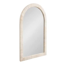 Rahfy Boho Arched Rattan Mirror; 20 x 30; White; Decorative Arch Wall Mirror ...