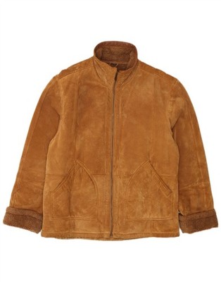 John F Gee Mens Sherpa Suede Jacket IT 50 Large Beige Leather PT01
