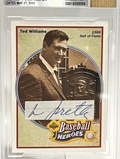Ted Williams 1992 Heroes Bat Relic & Handwriting BGS Boston #36 1966 HOF
