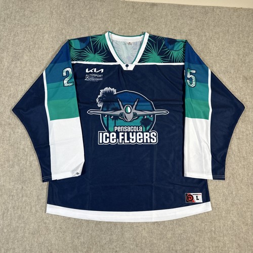 Pensacola Ice Flyers maglia adulto grande blu verde minori hockey nuova