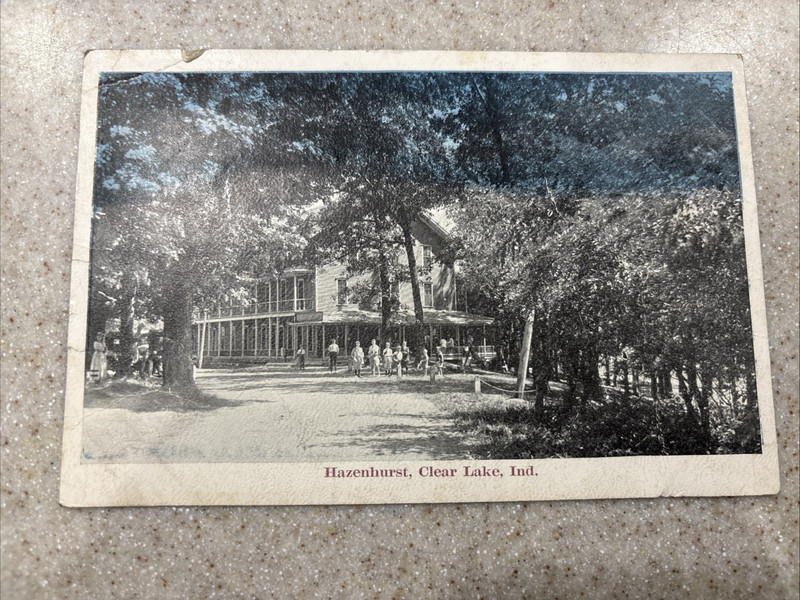 Postcard Clear Lake, IN. Hazenhurst Inn. Posted 1918.