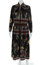 Rickie Freeman Teri Jon Women Black Floral Long Sleeve Shirt Dress Size 12