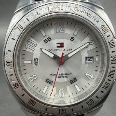Tommy Hilfiger Watch Men 42mm White Silver Tone Date Round F90272 