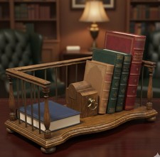 Raro diapositiva libro "cancellata" regolabile in ottone e mogano massiccio di produzione CHAPMAN