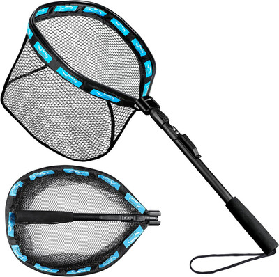 PLUSINNO Fishing Net Fish Floating Landing Net, Kayak Nets with Fixed Foldabl...