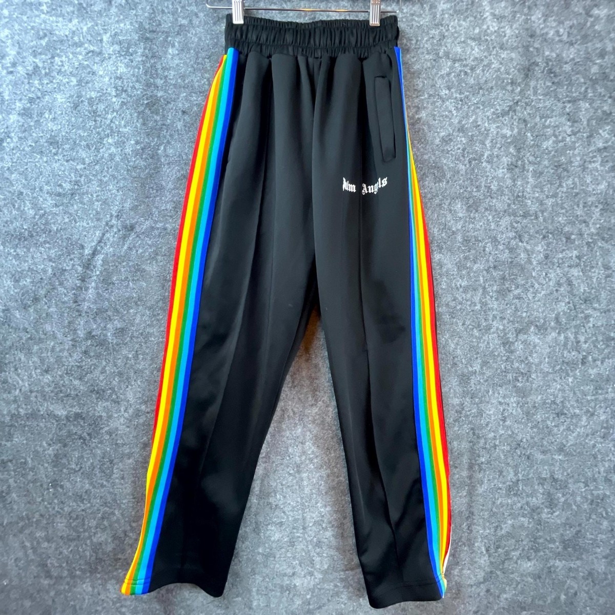 Palm Angels Track Pants Extra Small Black Rainbow Racing Stripe