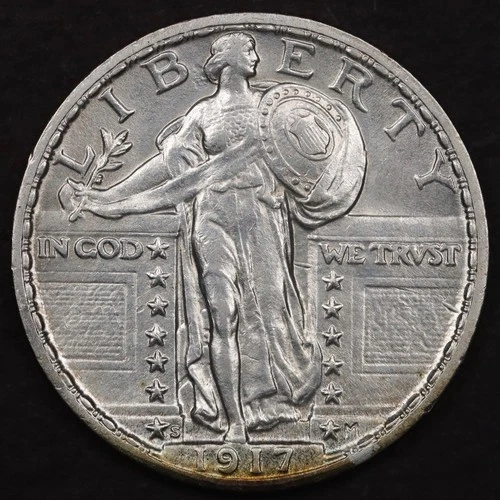 1917-S T2 25c Standing Liberty Quarter - UNC Details Cleaned