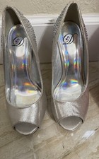 Silver Rhinestone Peep Toe High Heels Pumps Sparkle Formal Party Shoe