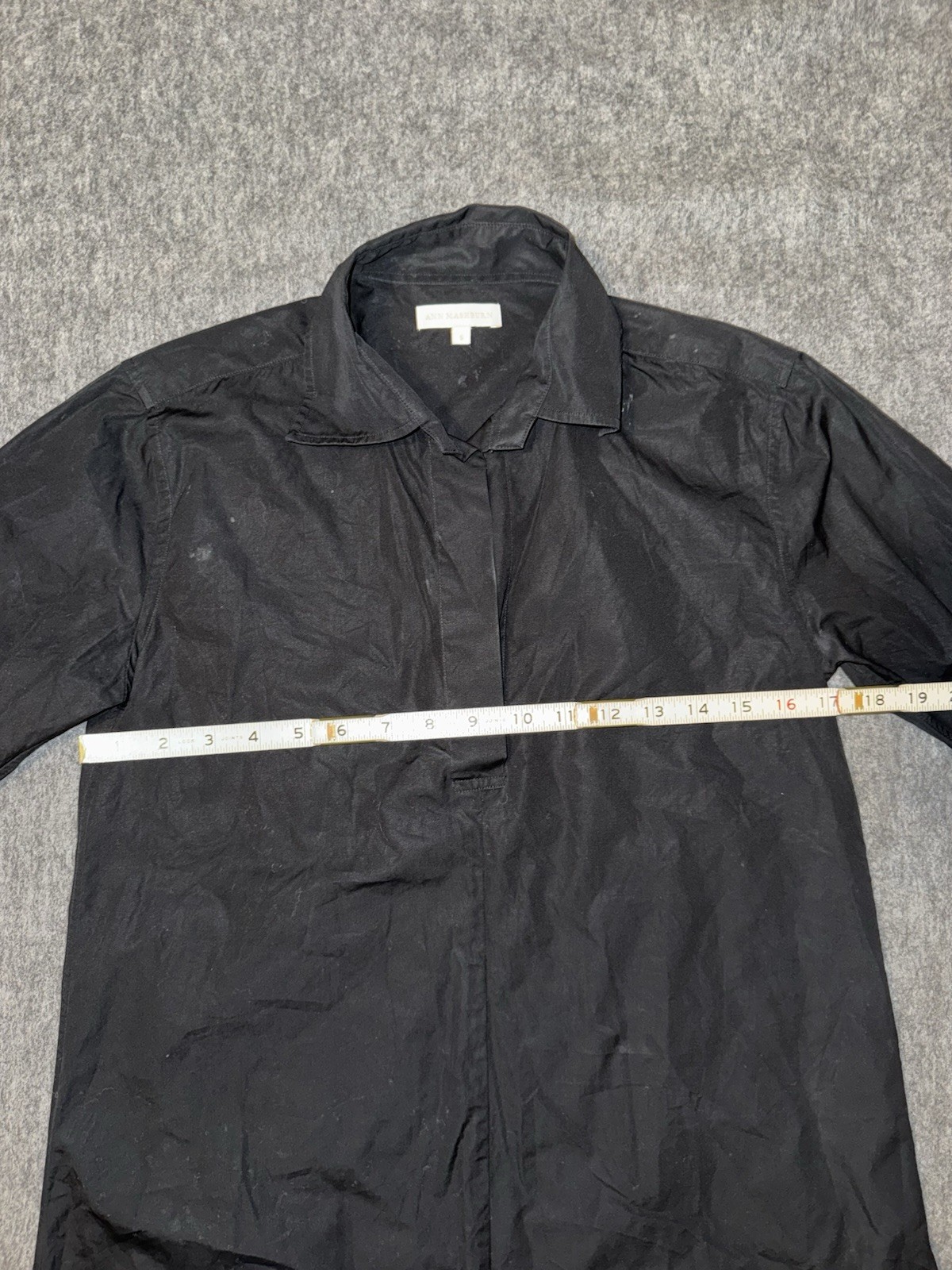 ANN MASHBURN Collared Split Neck Tunic Blouse Bla… - image 6