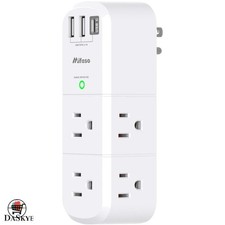 Compact 6 AC Outlet Power Strip with 3 USB Charging Ports and 1800J Protection
