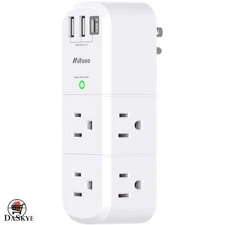 Compact 6 AC Outlet Power Strip with 3 USB Charging Ports and 1800J Protection
