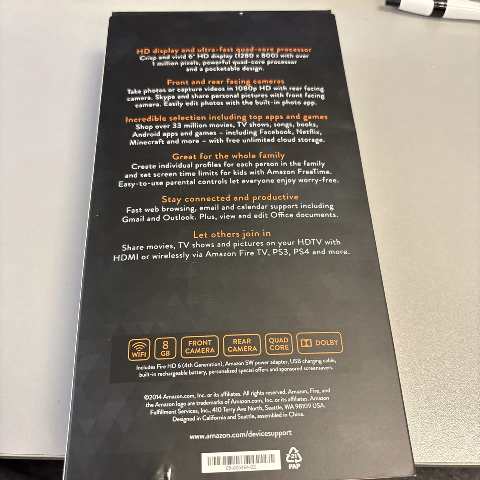 Amazon Fire HD 6 (4th Generation) 8GB, Wi-Fi, 6in Black BRAND NEW SEALED TABLET - Image 3 of 4