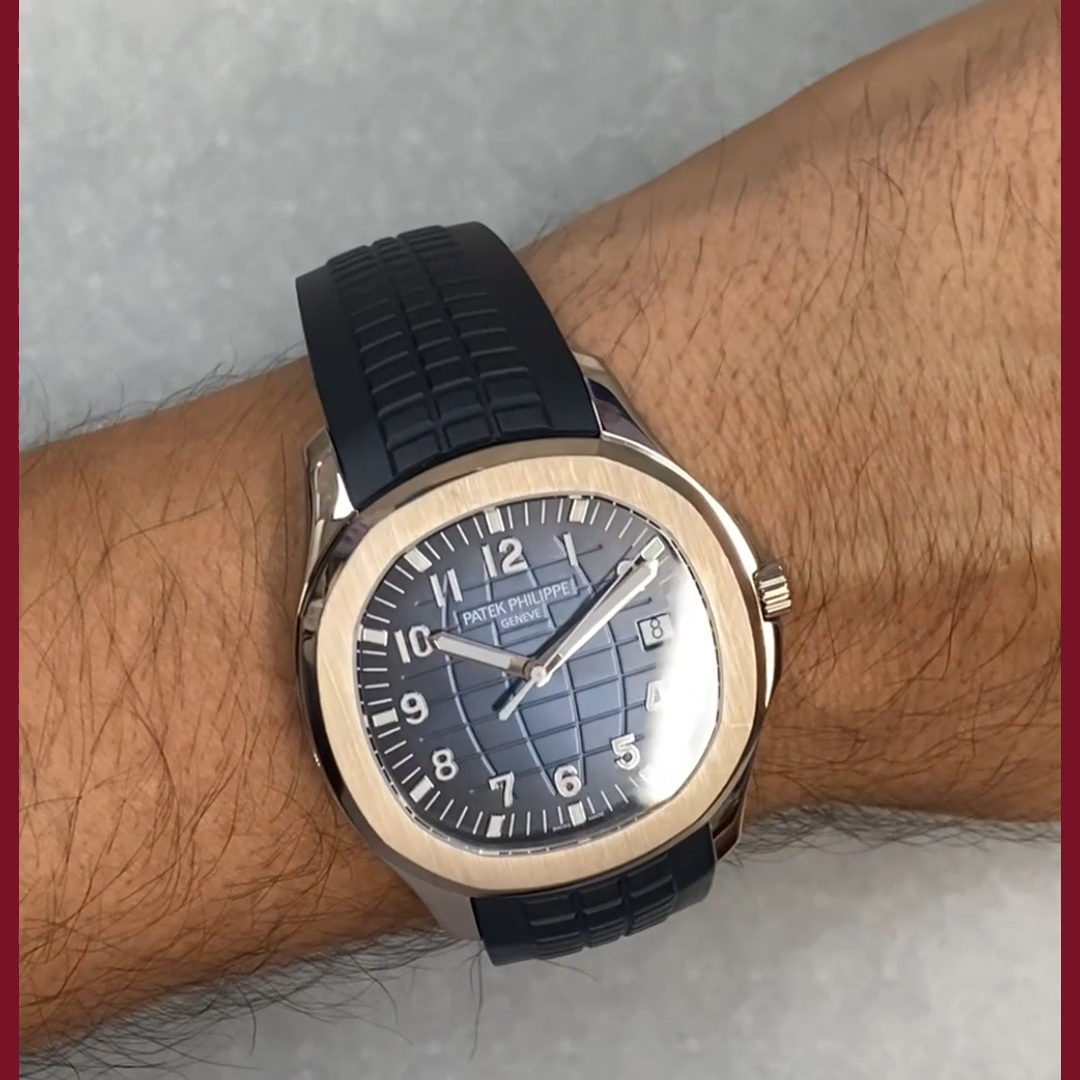 Patek Aquanaut 5168 Blue 20th Anniversary 18k White Gold Watch B/P