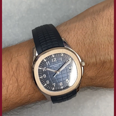 Patek Aquanaut 5168 Blue 20th Anniversary 18k White Gold Watch B/P
