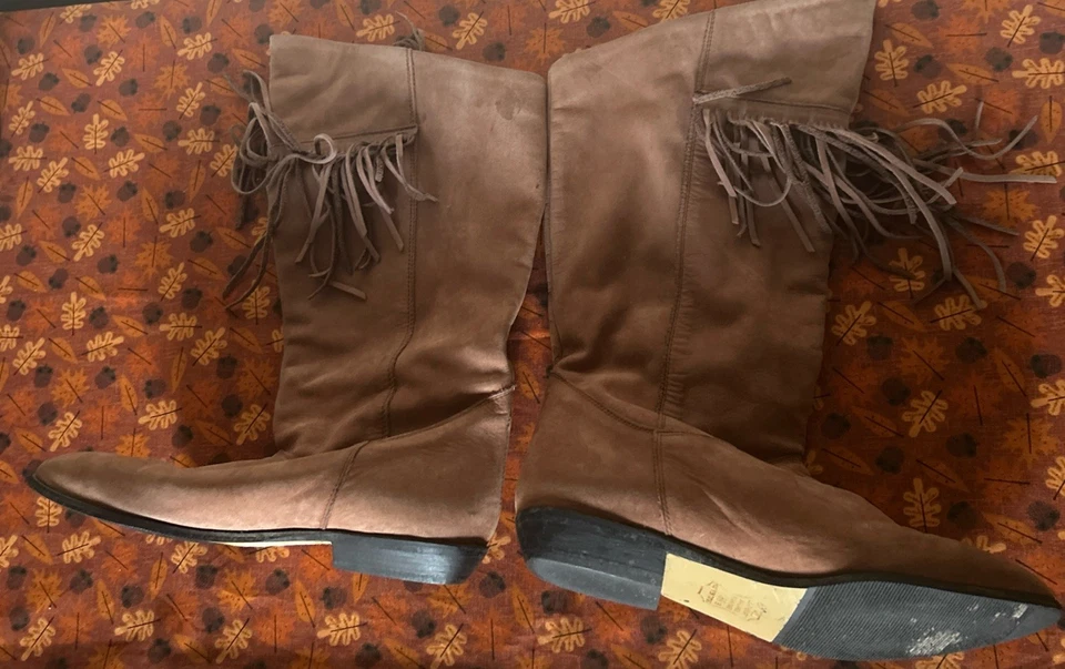 Botas Mootsies Tootsies para mujer talla 8,5 con flecos cuero gamuza marrón castaño Foto 4 de 4