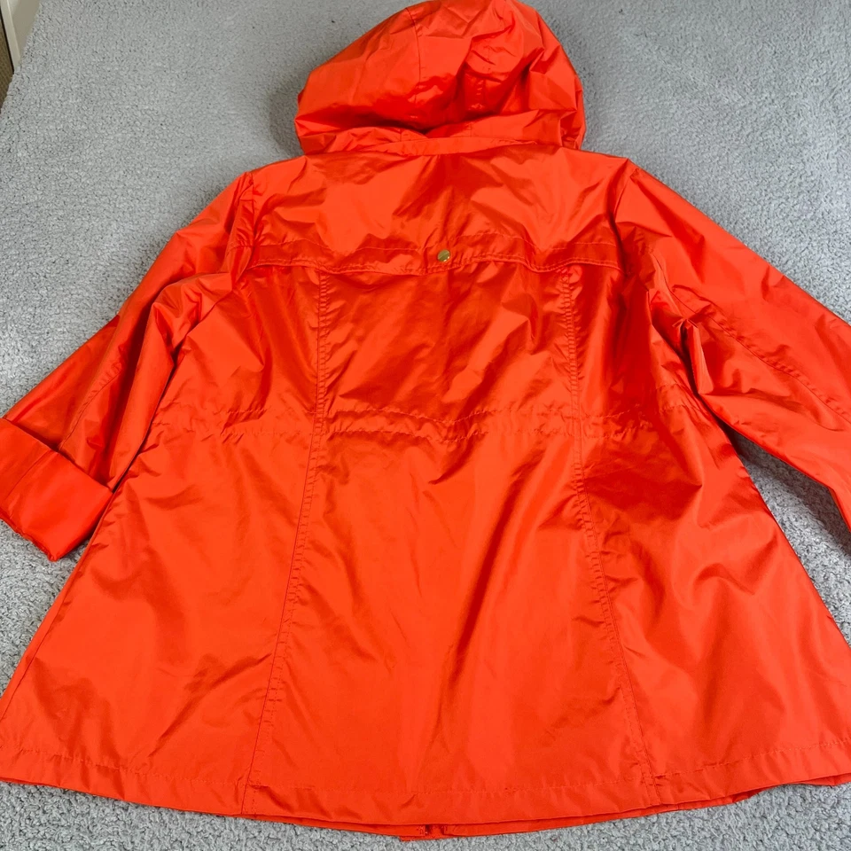 Abrigo Susan Graver Mujer 1X Naranja Cremallera Completa Desmontable Capucha Pestaña Enrollable Mangas Plus Foto 2 de 4