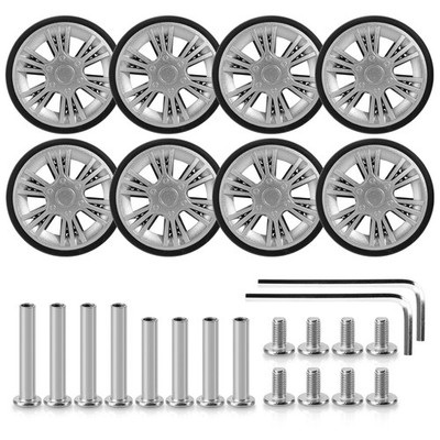 8 Pcs Luggage Wheels 55 x 12mm Double Luggage Wheels Rubber Suitcase WheelsZL...