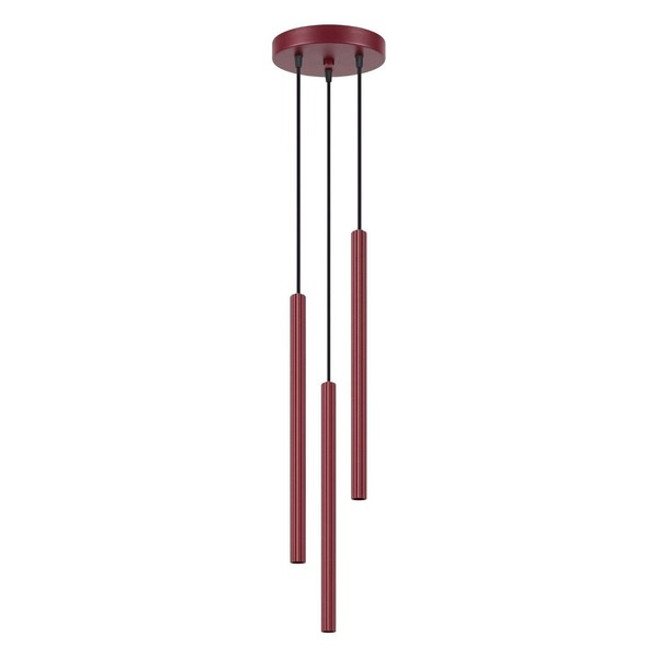 HäNgelampe Stahl Burgund 3-Flammig Esstisch G9 Ø20 Cm Pendelleuchte Esszimmer-image