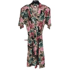 Caliche vintage size 14 floral maxi belted dress short sleeve button front