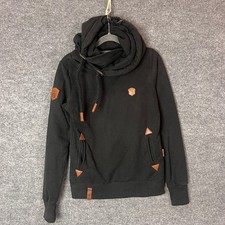 NAKETANO Black Hoodie Cowl Neck Fleece Lined ...
