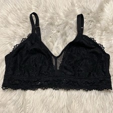 Savage X Fenty Bralette 2X Black Lace Wireless Floral Stretch Back Closure