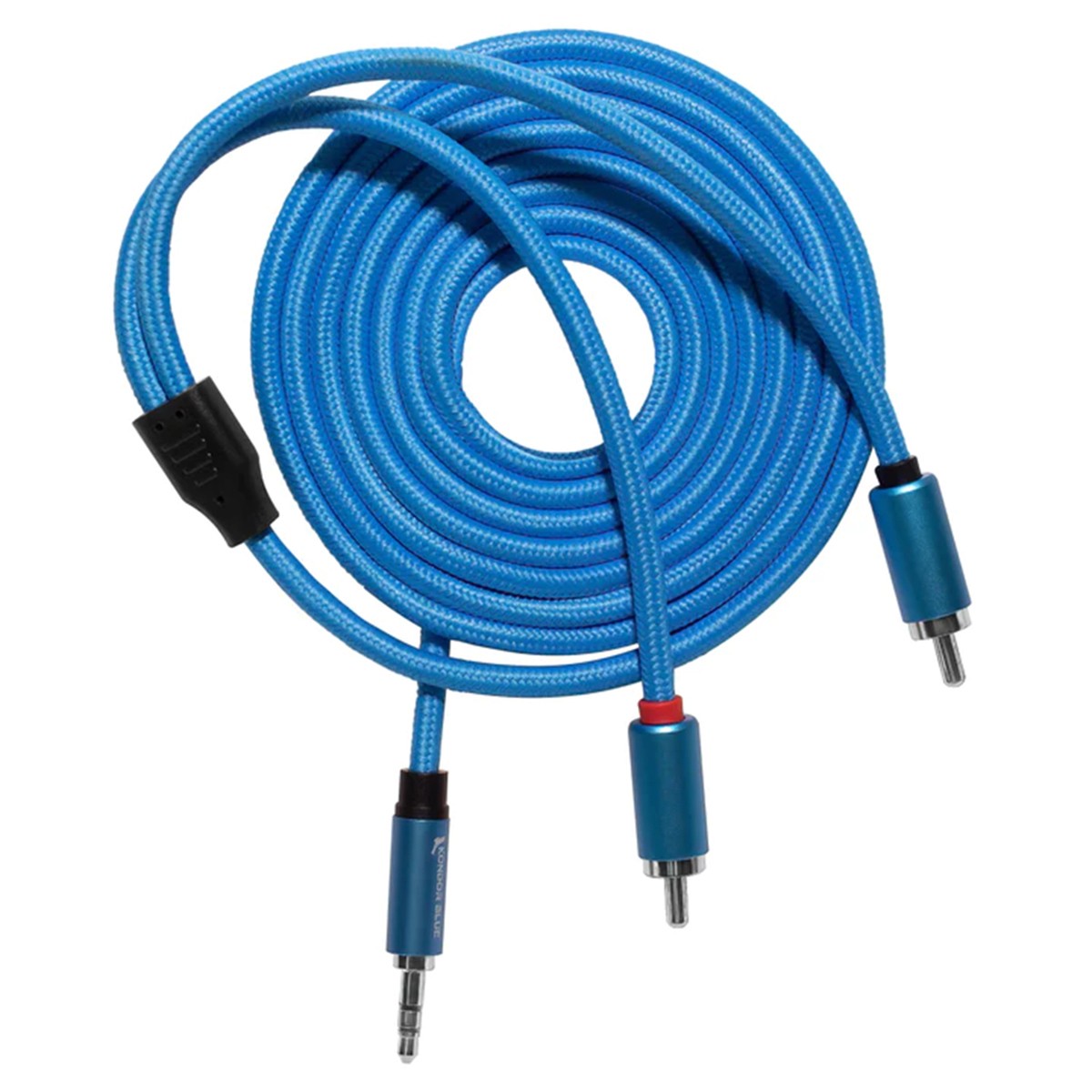 Аудиокабель Kondor Blue 6 с двумя разъемами RCA и 3,5 мм стерео Mini TRS, синий