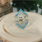 Diamond cut Turquoise Wrap Ring Jacket Wedding Ring Enhancer 925 Sterling Silver