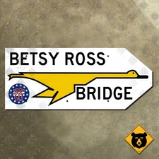 Pennsylvania Betsy Ross Bridge highway marker road sign Philadelphia 18x7