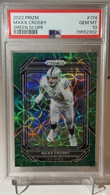 2022 Panini Prizm - Maxx Crosby - Green Scope Prizm - 60/75 - PSA 10 Gem- Pop 1!