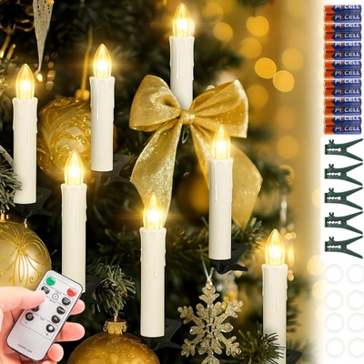 LED Kerzen Weihnachtskerzen Timer Set Flammenlos Warmweiß Kabellos