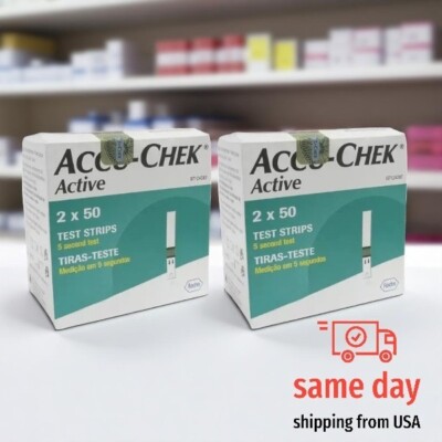ACCU-CHEK Active 200 Blood Glucose Test Strips Exp12-26 ,Same Day Ship from USA
