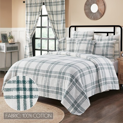 Pine Grove Woven Twin Green White Coverlet Country Cottage Farmhouse 70x90 - Picture 2 of 5