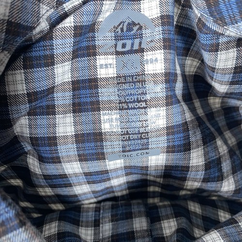ZOIC Cycling Shirt Men's XL Blue Plaid Wool Blend Long Sleeve Snap Up Mountain - Picture 4 of 10