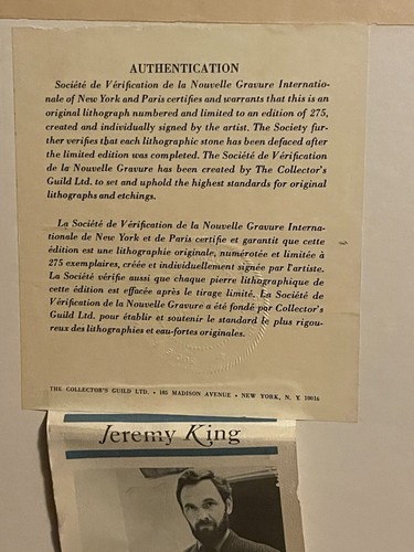 Jeremy King Signed and Numbered Stone Lithograph Mid-Century Modern - Picture 4 of 5
