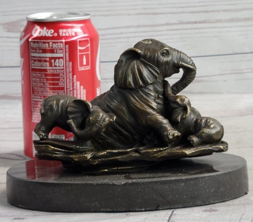Miniature Bronze Sculpture Statue Elephant Family Figure Collectible 12" x 15" - Picture 2 of 10