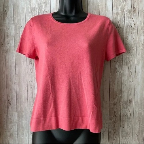 Jones New York Signature Petite Silk + Cashmere Coral Short Sleeve Sweater S