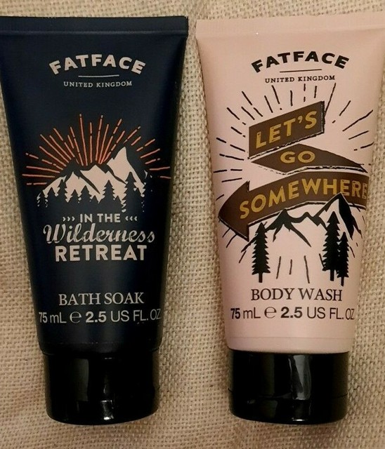 2x Fatface Body Wash & Bath Soak 75ml Gift Set Discover The Unknown