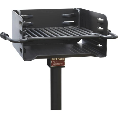 Pilot Rock Heavy-Duty Steel Park-Style Charcoal Grill, 16in. x 16in., Model#