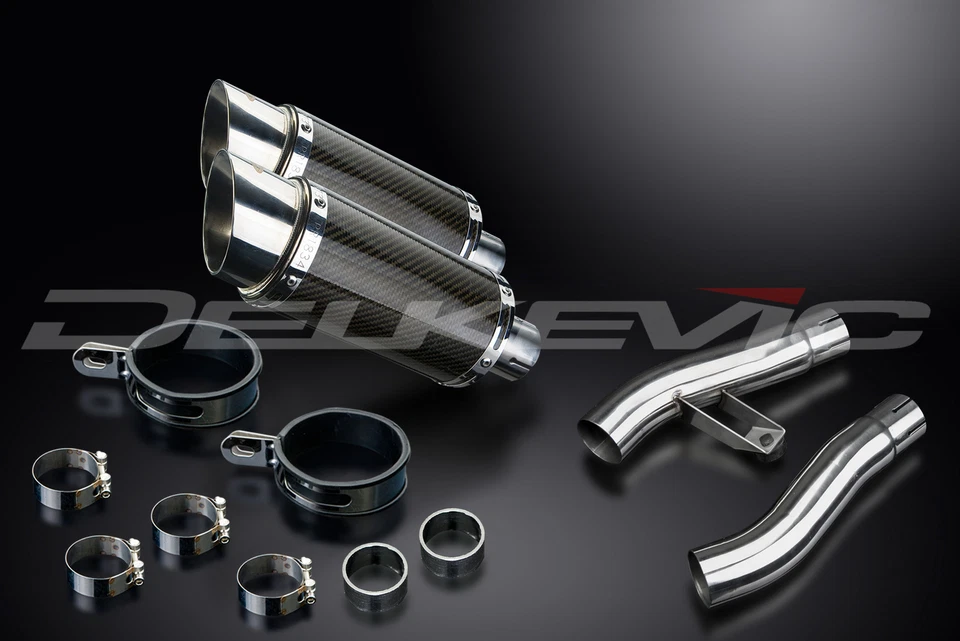 Triumph Trophy 900 1996-2002 Slip On 8" Round Carbon Exhaust Muffler Kit - Image 3 of 4