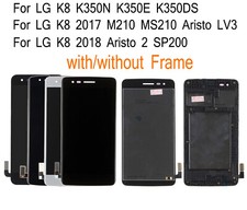For LG K8 2017 2018 K350N Touch Digitizer Full Glass LCD Screen Assembly Frame